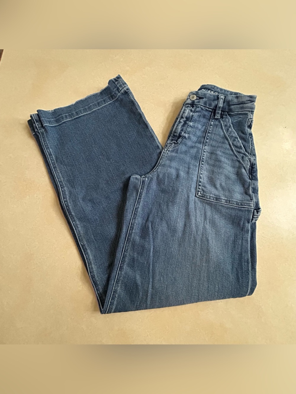 American Eagle Curvy Super High Ruse Baggy Wide Leg Jeans 000